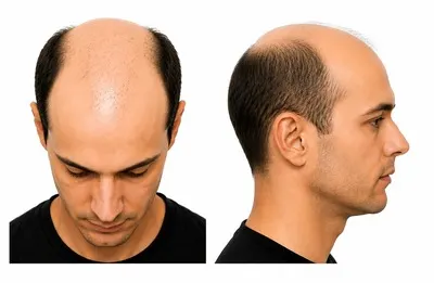 Norwood Scale Stage 7 showing complete baldness on the top of the scalp with hair remaining on the sides and back.